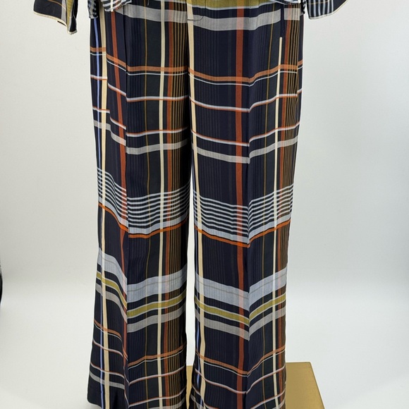 ZARA Plaid Two-Piece Suit | Elegant Button-Front Top & Wide-Leg Pants Set - Picture 6 of 17